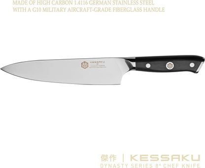 Carving Knife - 12 inch - Dynasty Series - Razor Sharp - Granton Edge - Forged ThyssenKrupp German High Carbon Stainless Steel - G10 Garolite Handle with Blade Guard