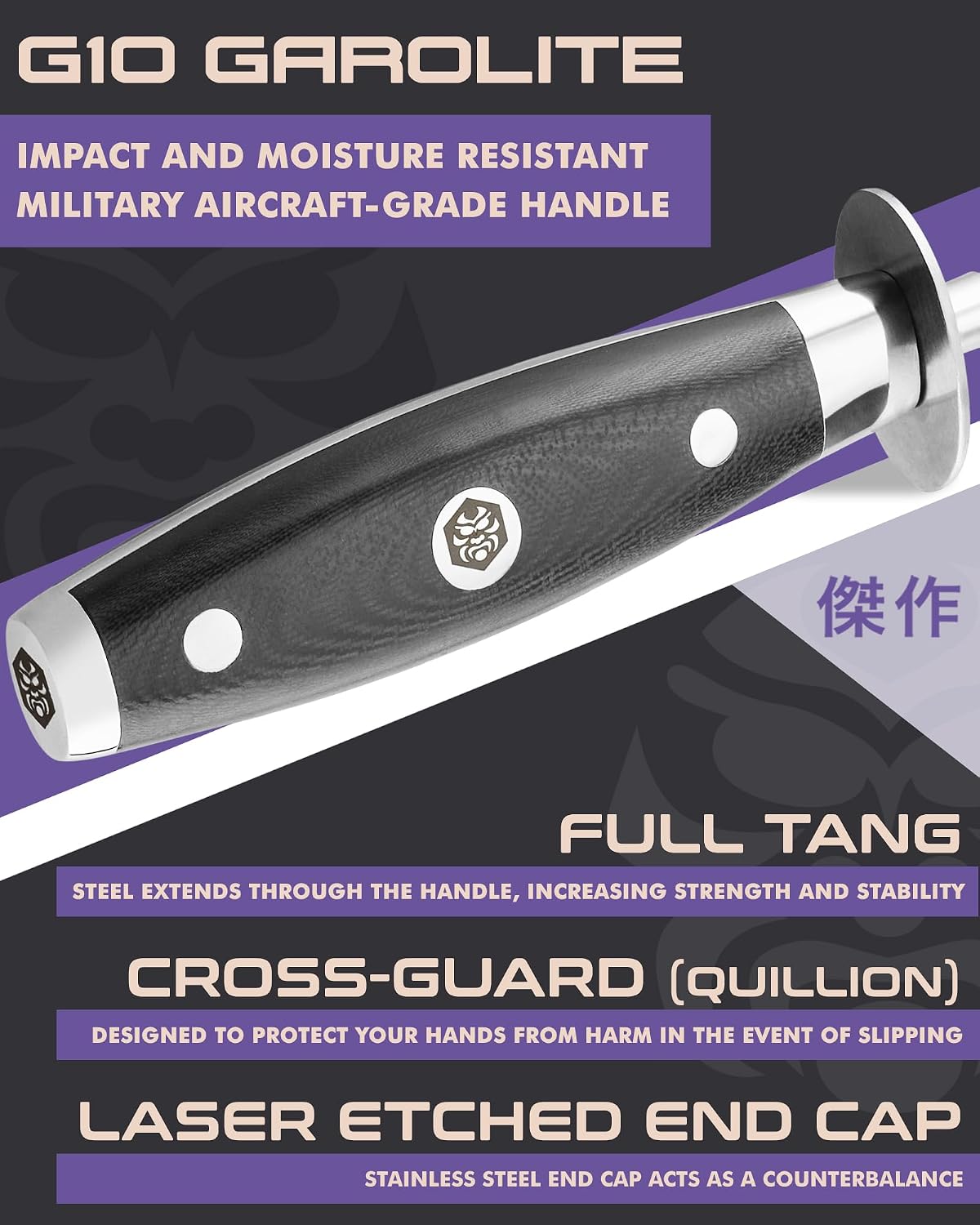 Carving Knife - 12 inch - Dynasty Series - Razor Sharp - Granton Edge - Forged ThyssenKrupp German High Carbon Stainless Steel - G10 Garolite Handle with Blade Guard