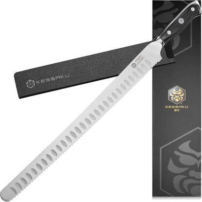 Carving Knife - 12 inch - Dynasty Series - Razor Sharp - Granton Edge - Forged ThyssenKrupp German High Carbon Stainless Steel - G10 Garolite Handle with Blade Guard