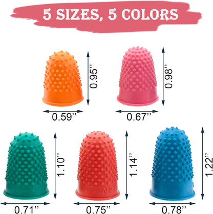 5 PCS Rubber Thimbles for Finger Tips Protection, Small Finger Paper Grip Finger Cover Protector Pad Thimble for Paperwork Money Counting Cutting Knitting Sewing Crafts