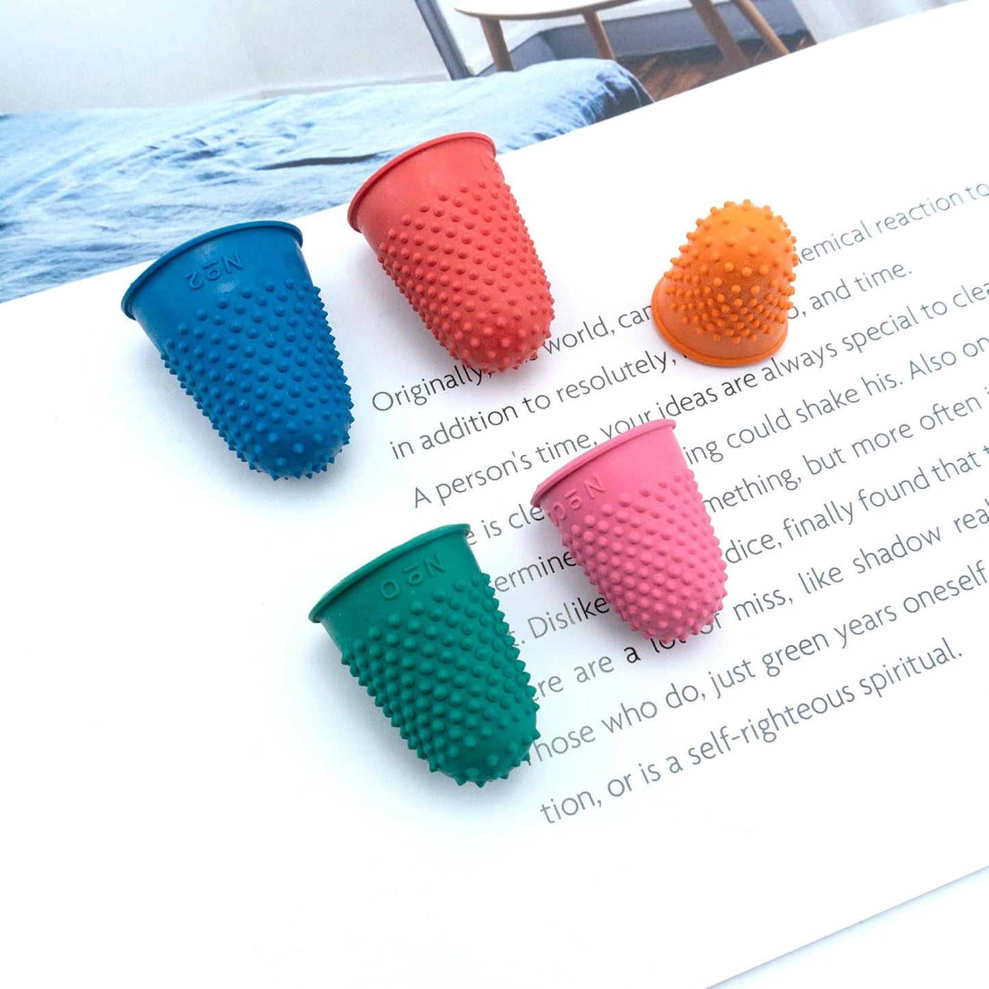 5 PCS Rubber Thimbles for Finger Tips Protection, Small Finger Paper Grip Finger Cover Protector Pad Thimble for Paperwork Money Counting Cutting Knitting Sewing Crafts