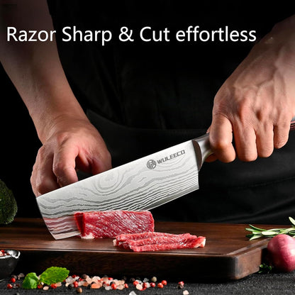 Nakiri Knife 7", High Carbon Stainless Steel Chef Knife, Ultra Sharp Cleaver Knife, Multipurpose Meat Vegetable Sharp Kitchen Knife with Ergonomic Pakkawood Handle, Gift Box Included