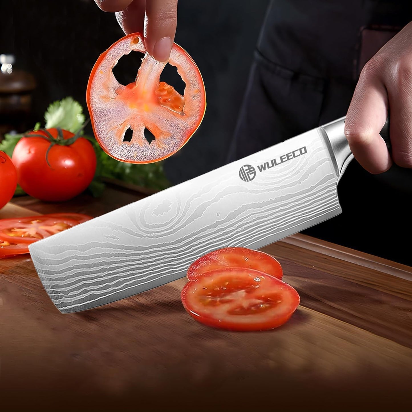 Nakiri Knife 7", High Carbon Stainless Steel Chef Knife, Ultra Sharp Cleaver Knife, Multipurpose Meat Vegetable Sharp Kitchen Knife with Ergonomic Pakkawood Handle, Gift Box Included
