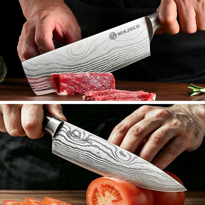 Nakiri Knife 7", High Carbon Stainless Steel Chef Knife, Ultra Sharp Cleaver Knife, Multipurpose Meat Vegetable Sharp Kitchen Knife with Ergonomic Pakkawood Handle, Gift Box Included