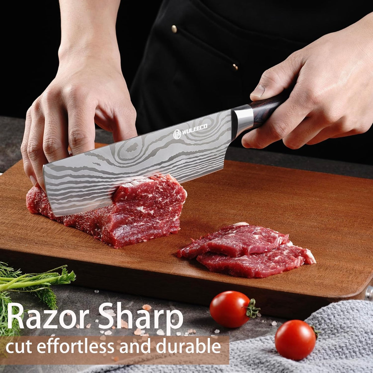 Nakiri Knife 7", High Carbon Stainless Steel Chef Knife, Ultra Sharp Cleaver Knife, Multipurpose Meat Vegetable Sharp Kitchen Knife with Ergonomic Pakkawood Handle, Gift Box Included