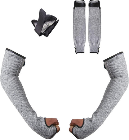 Cut Resistant Farmers Sleeves, Arm Protectors for Thin Skin - Gardening Welding Level 5 Safety Arm Guard with Thumb Hole and Hook Loop, 1 Pair
