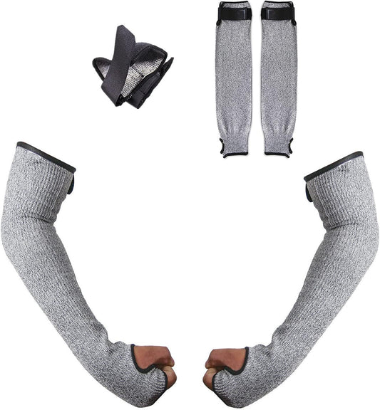 Cut Resistant Farmers Sleeves, Arm Protectors for Thin Skin - Gardening Welding Level 5 Safety Arm Guard with Thumb Hole and Hook Loop, 1 Pair