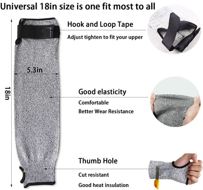 Cut Resistant Farmers Sleeves, Arm Protectors for Thin Skin - Gardening Welding Level 5 Safety Arm Guard with Thumb Hole and Hook Loop, 1 Pair
