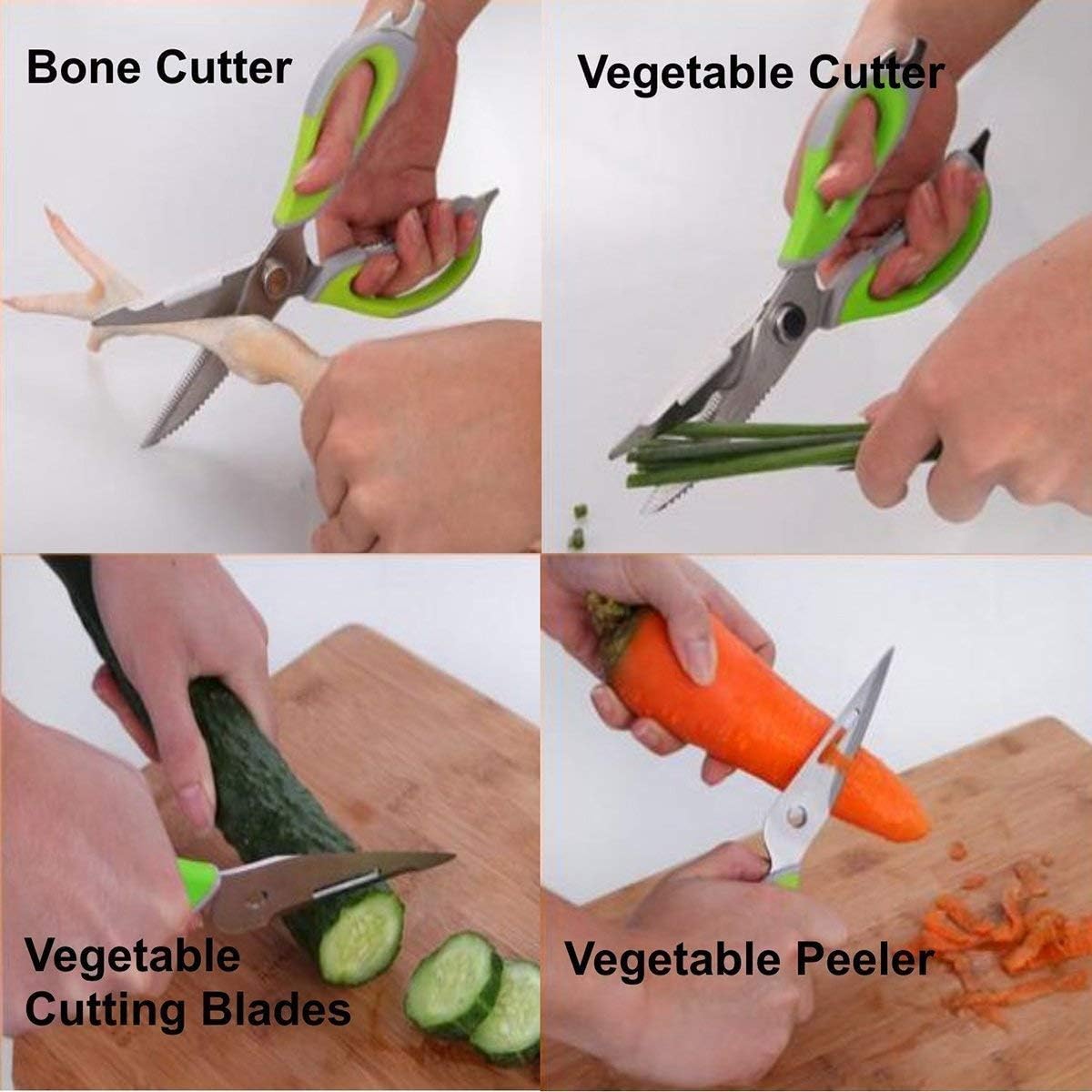 Multifunction Kitchen Food Scissors, Detachable Stainless Steel Heavy Duty Culinary Scissors, 7-in-1 Household Shears with Magnetic Holder, for Cut Poultry Meat Bone Vegetables Fruit Seafood (purple)