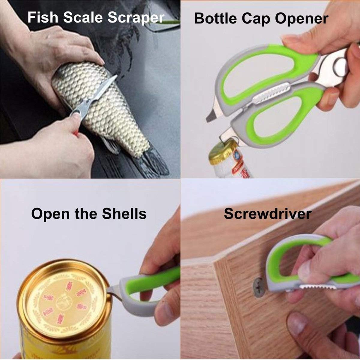 Multifunction Kitchen Food Scissors, Detachable Stainless Steel Heavy Duty Culinary Scissors, 7-in-1 Household Shears with Magnetic Holder, for Cut Poultry Meat Bone Vegetables Fruit Seafood (purple)