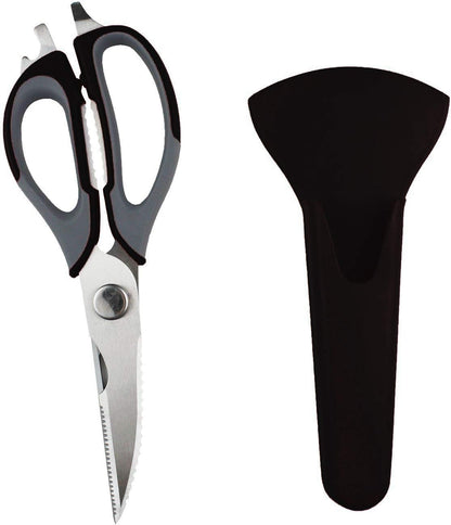 Multifunction Kitchen Food Scissors, Detachable Stainless Steel Heavy Duty Culinary Scissors, 7-in-1 Household Shears with Magnetic Holder, for Cut Poultry Meat Bone Vegetables Fruit Seafood (purple)