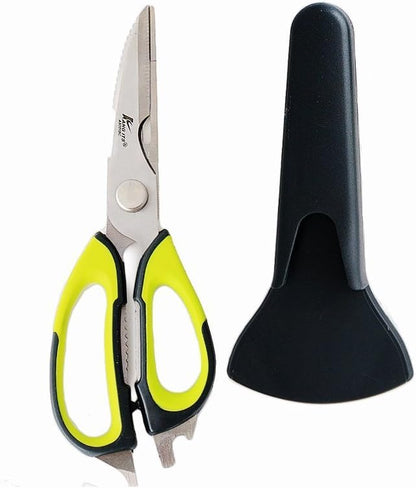 Multifunction Kitchen Food Scissors, Detachable Stainless Steel Heavy Duty Culinary Scissors, 7-in-1 Household Shears with Magnetic Holder, for Cut Poultry Meat Bone Vegetables Fruit Seafood (purple)