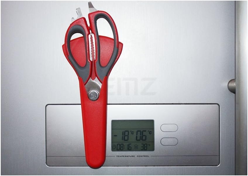 Multifunction Kitchen Food Scissors, Detachable Stainless Steel Heavy Duty Culinary Scissors, 7-in-1 Household Shears with Magnetic Holder, for Cut Poultry Meat Bone Vegetables Fruit Seafood (purple)