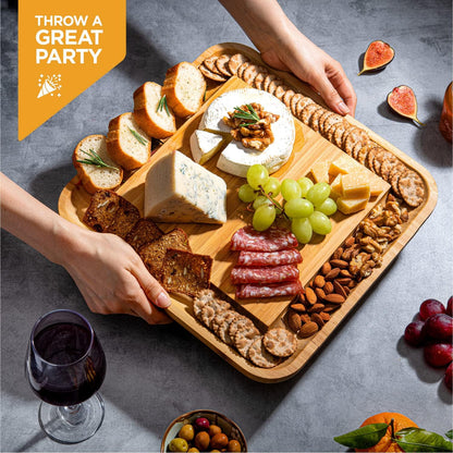 Charcuterie Board Cheese Board Set with Accessories - Bamboo Wooden Serving Tray, Platter - House Warming Gifts New Home, Wedding, Bridal Shower, Anniversary, Housewarming, Birthday Gifts for Women