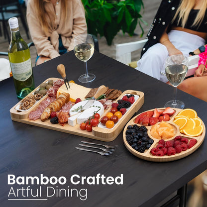 Charcuterie Board Cheese Board Set with Accessories - Bamboo Wooden Serving Tray, Platter - House Warming Gifts New Home, Wedding, Bridal Shower, Anniversary, Housewarming, Birthday Gifts for Women