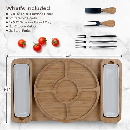 Charcuterie Board Cheese Board Set with Accessories - Bamboo Wooden Serving Tray, Platter - House Warming Gifts New Home, Wedding, Bridal Shower, Anniversary, Housewarming, Birthday Gifts for Women