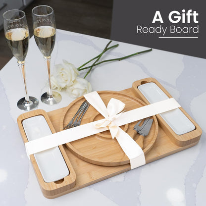 Charcuterie Board Cheese Board Set with Accessories - Bamboo Wooden Serving Tray, Platter - House Warming Gifts New Home, Wedding, Bridal Shower, Anniversary, Housewarming, Birthday Gifts for Women