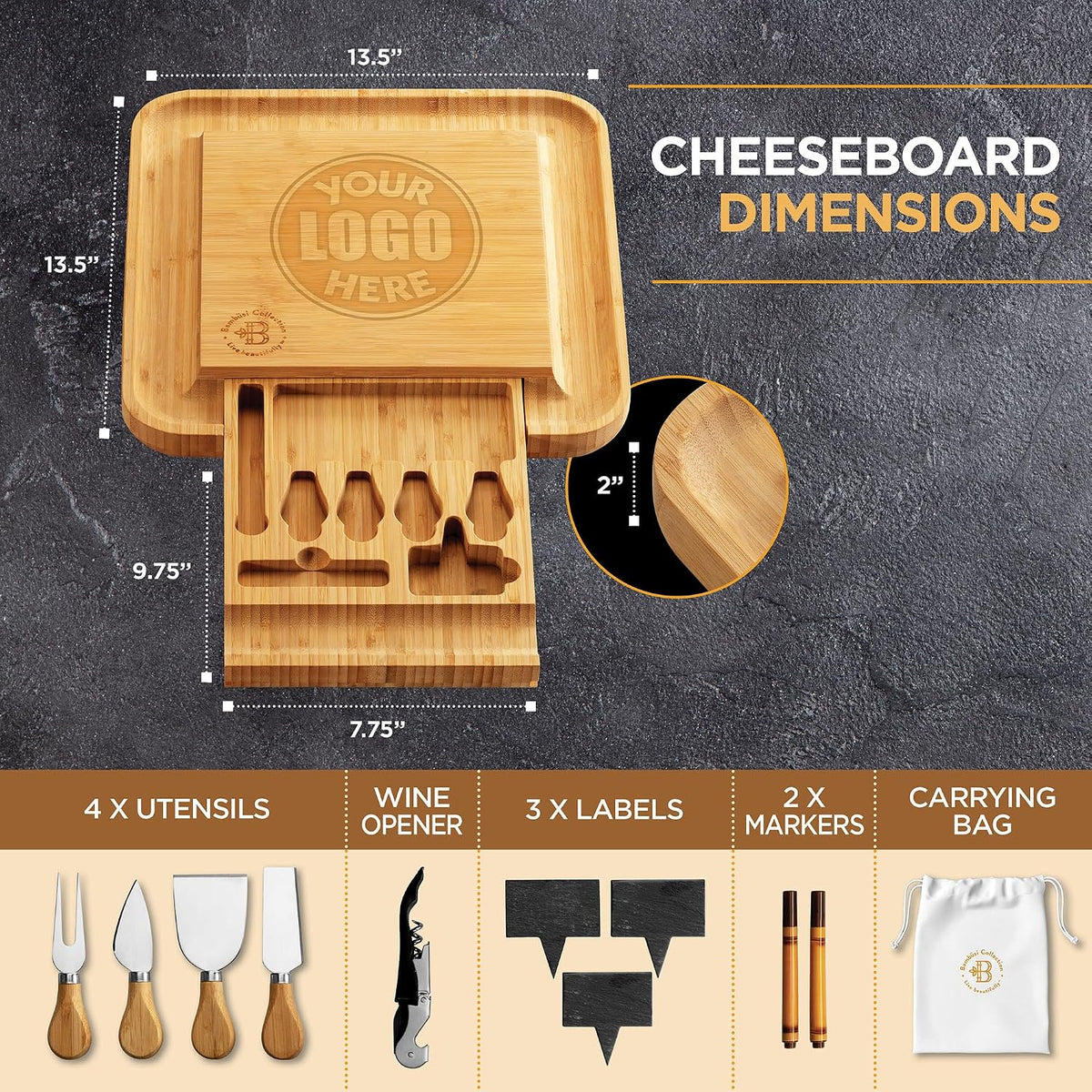 Charcuterie Board Cheese Board Set with Accessories - Bamboo Wooden Serving Tray, Platter - House Warming Gifts New Home, Wedding, Bridal Shower, Anniversary, Housewarming, Birthday Gifts for Women