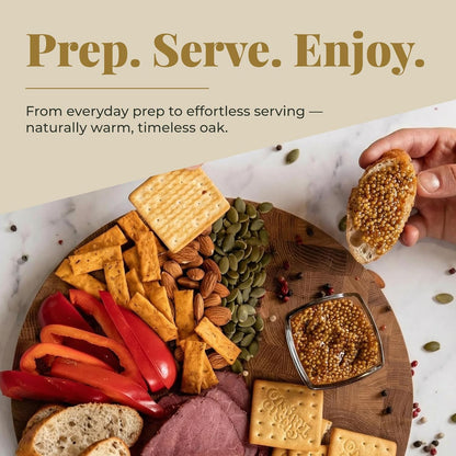 End Grain 12"x10" European Oak Wood Cutting Board with Non-Slip Feet & Handles, Charcuterie Board, Knife-Friendly, Serving Cutting Board for Kitchen