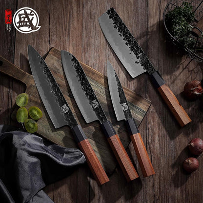 4-Piece Japanese Chef Knife Set, San-Mai 9Cr18MoV