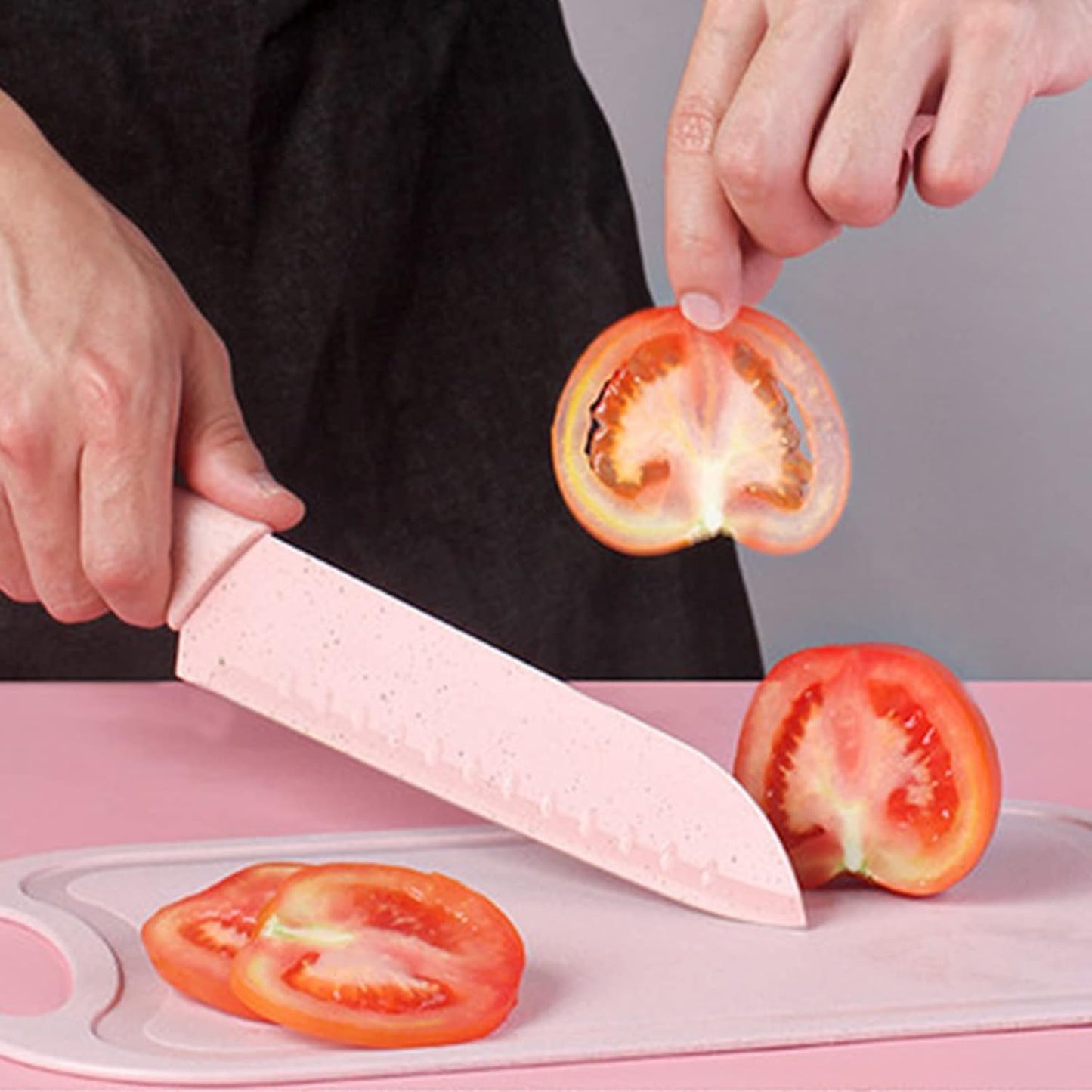 Boxed Kitchen Knife Set Block Wheat Straw blades Nonstick for Kitchen Cutting Meat Scissors Ceramic Peeler for Slicing Paring Fruits Vegetables