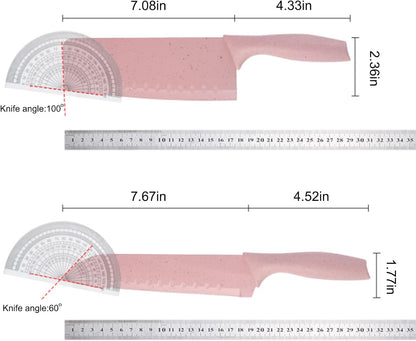Boxed Kitchen Knife Set Block Wheat Straw blades Nonstick for Kitchen Cutting Meat Scissors Ceramic Peeler for Slicing Paring Fruits Vegetables