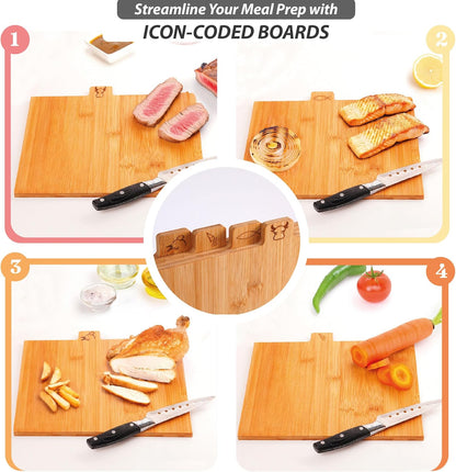 4-Piece Custom Wooden Chopping Boards for Kitchen, Wedding Gift for Couple 2026, Personalized Cutting Board Set with Holder, Gifts for Anniversary, Christmas, Housewarming, New Home, Engagement