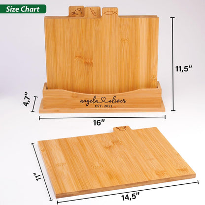 4-Piece Custom Wooden Chopping Boards for Kitchen, Wedding Gift for Couple 2026, Personalized Cutting Board Set with Holder, Gifts for Anniversary, Christmas, Housewarming, New Home, Engagement