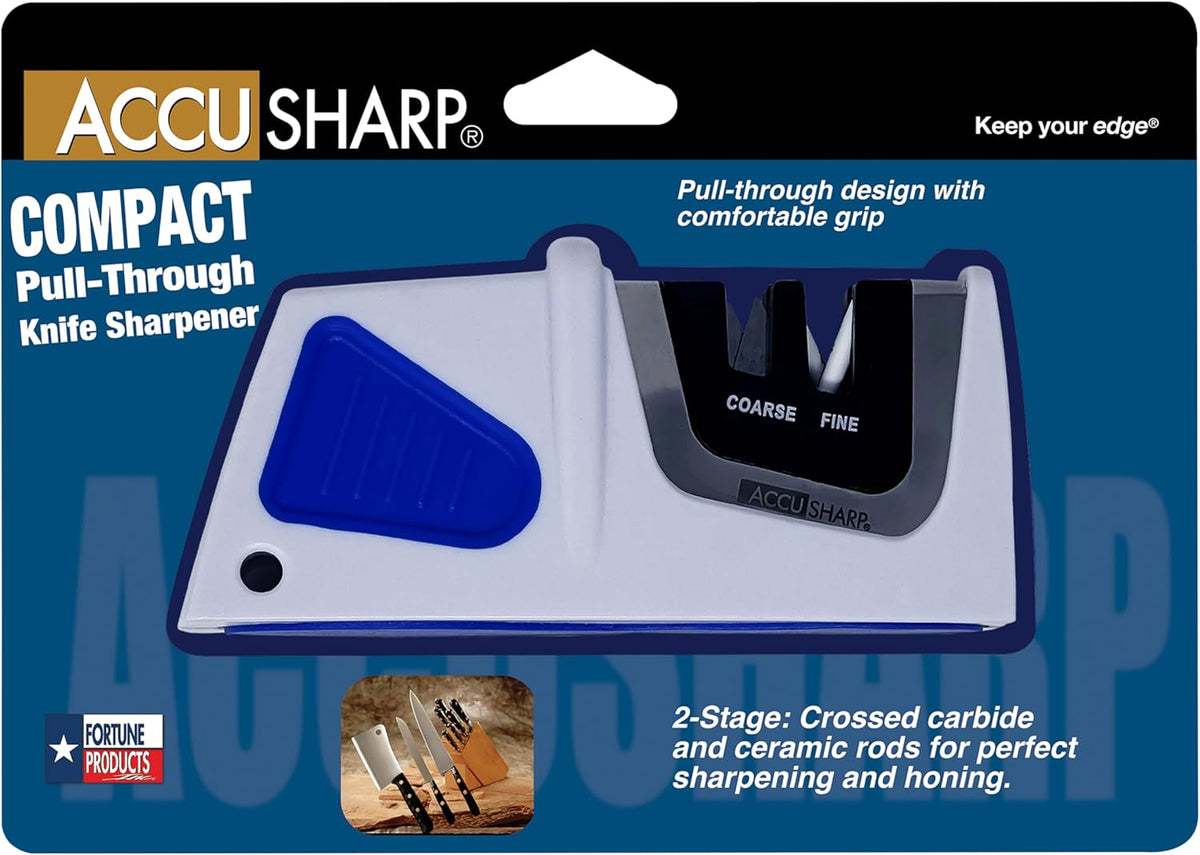 AccuSharp Pull-Through Knife Sharpener, Handheld, Blade Sharpener, Repair, Restore, and Polish Blades, Portable Multi-Tool Sharpener, Orange/Green