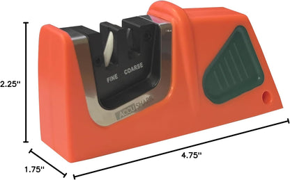AccuSharp Pull-Through Knife Sharpener, Handheld, Blade Sharpener, Repair, Restore, and Polish Blades, Portable Multi-Tool Sharpener, Orange/Green