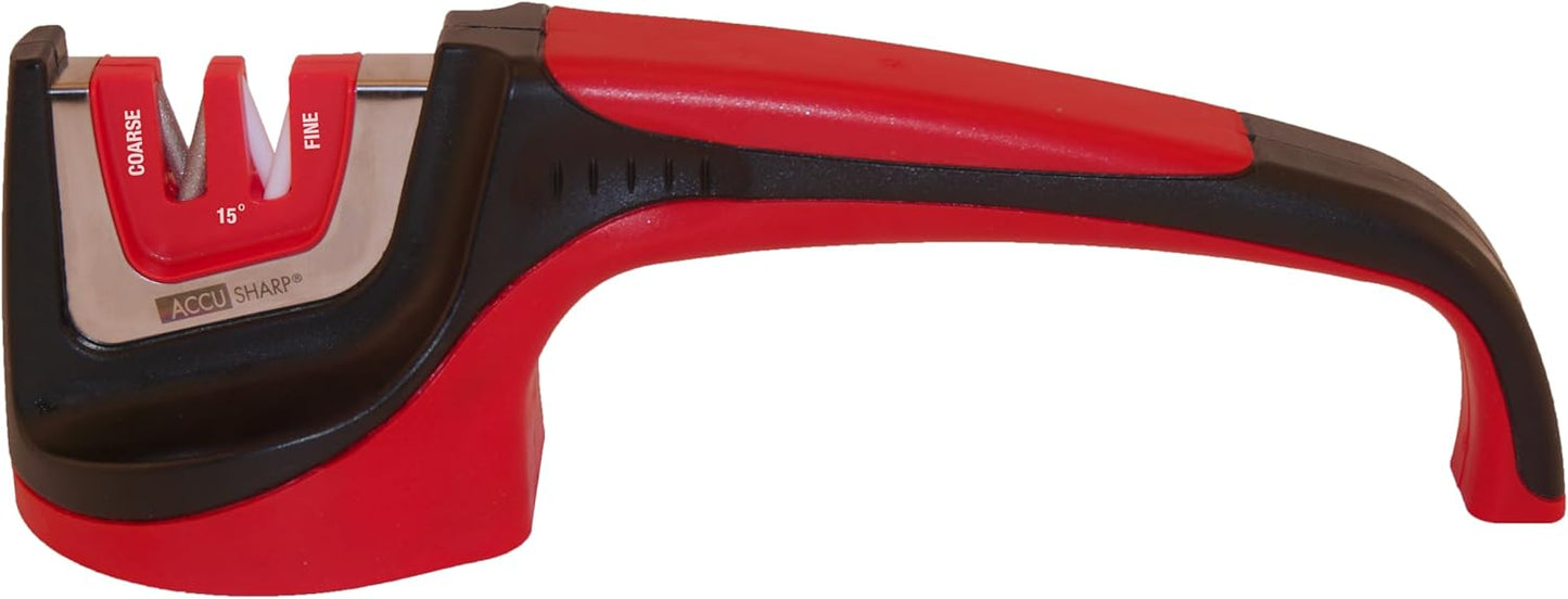 AccuSharp Pull-Through Knife Sharpener, Handheld, Blade Sharpener, Repair, Restore, and Polish Blades, Portable Multi-Tool Sharpener, Orange/Green