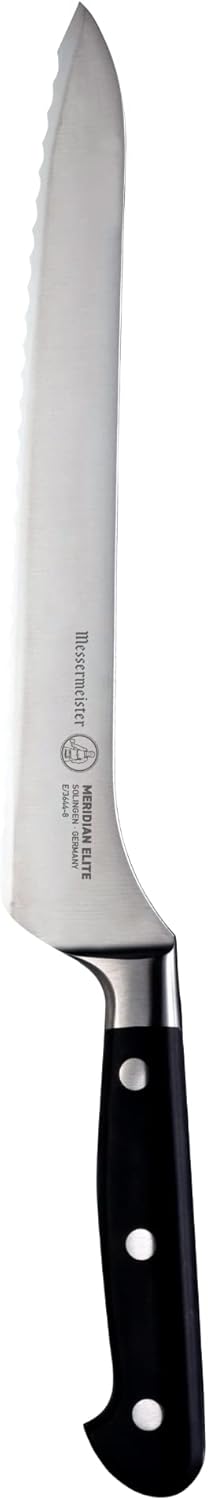 Meridian Elite 8” Scalloped Offset Knife - Fine German Steel Alloy Blade - Rust Resistant & Easy to Maintain