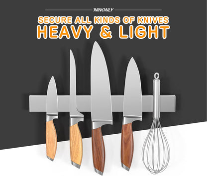10 Inch Magnetic Knife Holder for Refrigerator, Stainless Steel Double Sided Magnet Knife Strip for Wall, No Drilling Magnetic Knife Rack with Powerful Magnetic Pull Force Fridge Applicable
