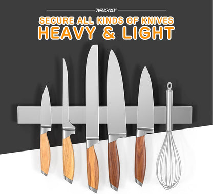 10 Inch Magnetic Knife Holder for Refrigerator, Stainless Steel Double Sided Magnet Knife Strip for Wall, No Drilling Magnetic Knife Rack with Powerful Magnetic Pull Force Fridge Applicable