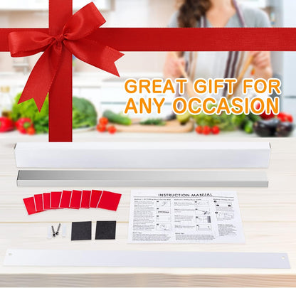 10 Inch Magnetic Knife Holder for Refrigerator, Stainless Steel Double Sided Magnet Knife Strip for Wall, No Drilling Magnetic Knife Rack with Powerful Magnetic Pull Force Fridge Applicable