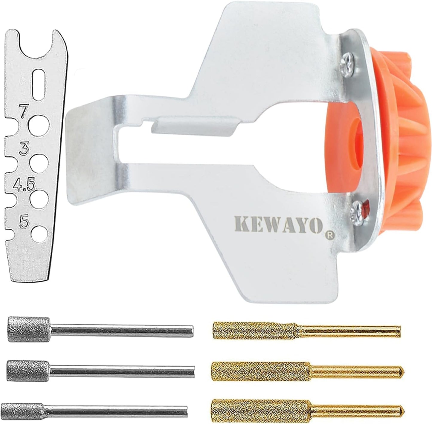 Chainsaw Sharpening Attachment Kit - 8Pcs Chain Saw Blade Teeth Sharpener Set with Angle Guide and Diamond Burr Grinding Stone Files, Drill Power Tool Accessories for Gardening Lawn Mower Chainsaw