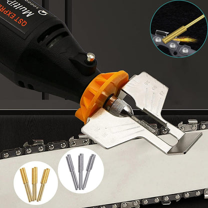 Chainsaw Sharpening Attachment Kit - 8Pcs Chain Saw Blade Teeth Sharpener Set with Angle Guide and Diamond Burr Grinding Stone Files, Drill Power Tool Accessories for Gardening Lawn Mower Chainsaw