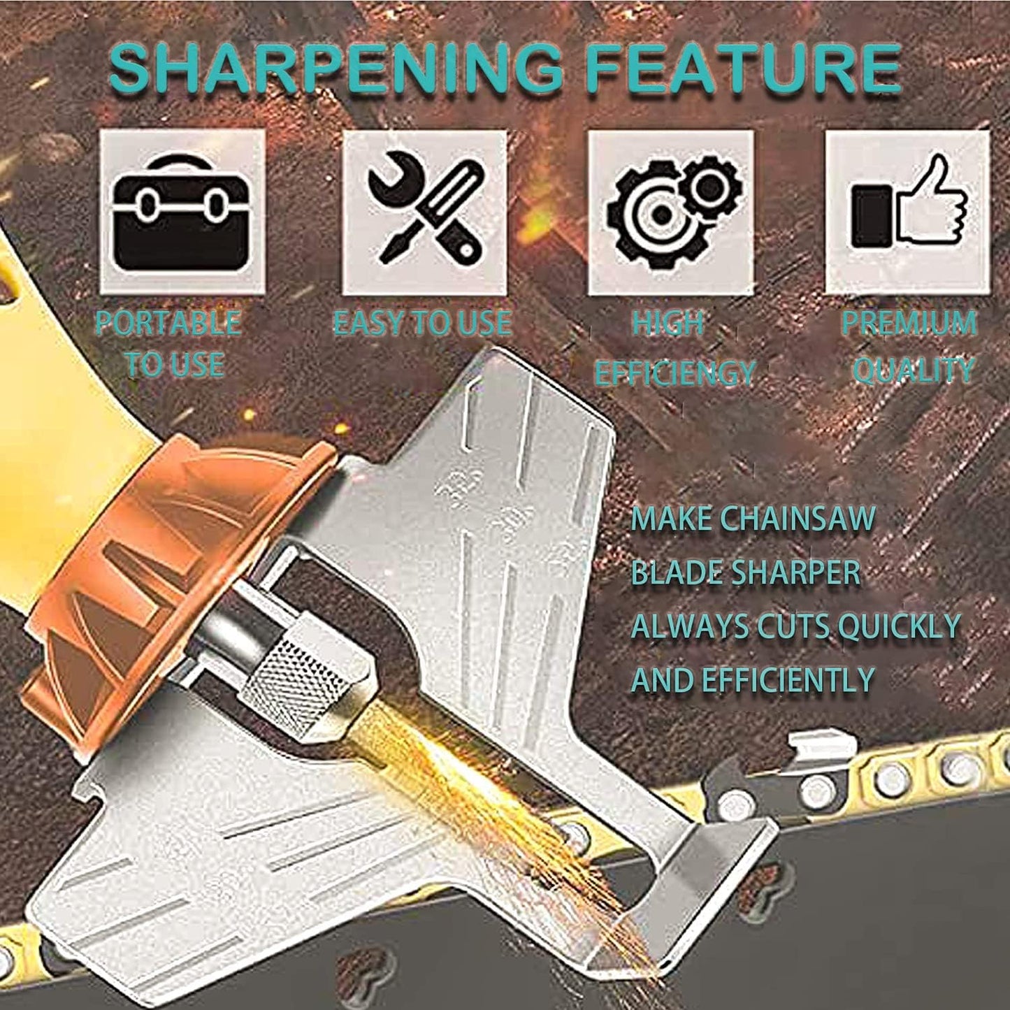 Chainsaw Sharpening Attachment Kit - 8Pcs Chain Saw Blade Teeth Sharpener Set with Angle Guide and Diamond Burr Grinding Stone Files, Drill Power Tool Accessories for Gardening Lawn Mower Chainsaw
