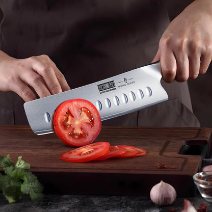 7 Inch Nakiri Knife, Ultra Sharp Japanese Kitchen Chef Knife | Multipurpose Japanese High Carbon Stainless Steel Meat Vegetable Sharp Kitchen Knife with Ergonomic Pakkawood Handle