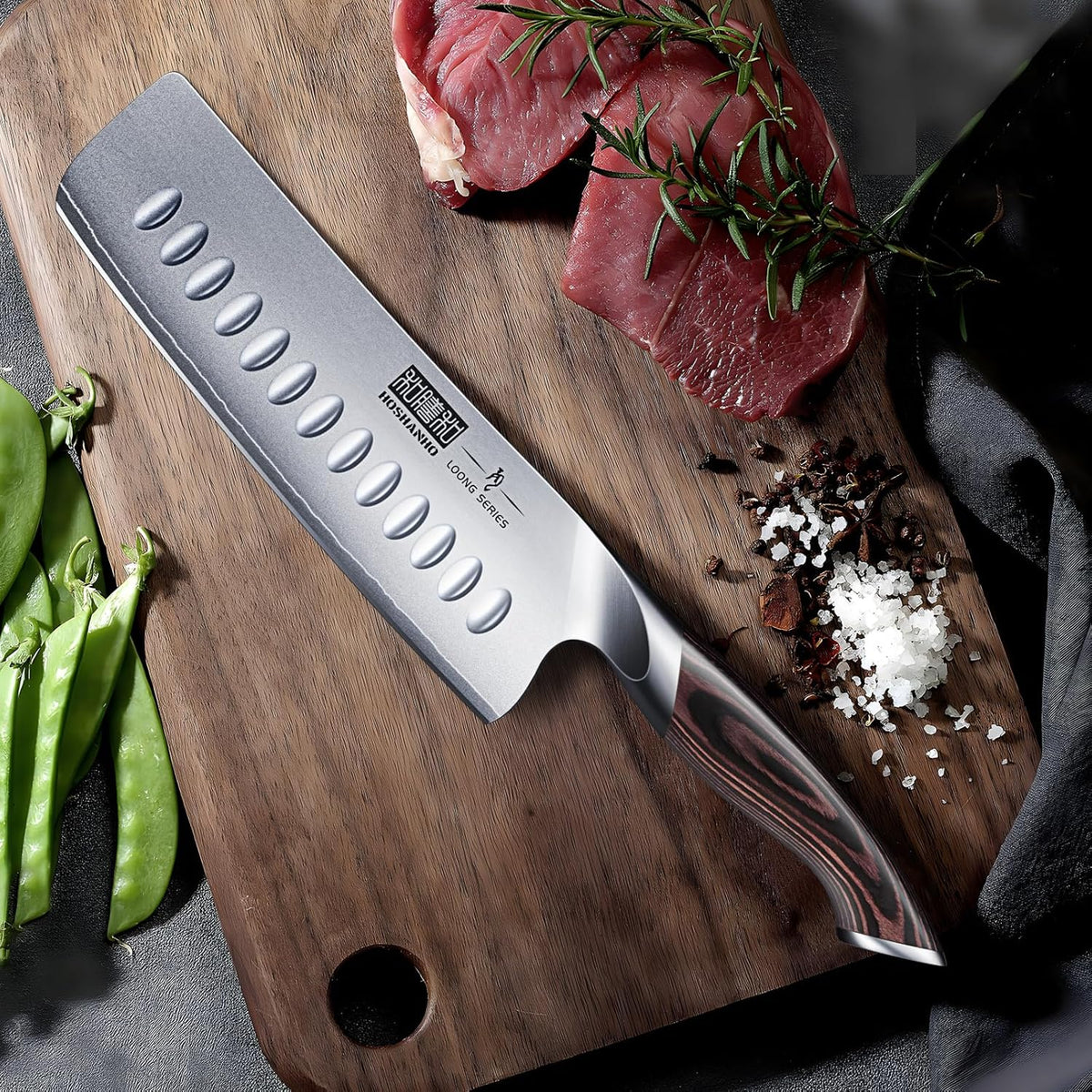 7 Inch Nakiri Knife, Ultra Sharp Japanese Kitchen Chef Knife | Multipurpose Japanese High Carbon Stainless Steel Meat Vegetable Sharp Kitchen Knife with Ergonomic Pakkawood Handle