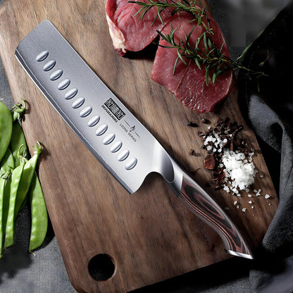 7 Inch Nakiri Knife, Ultra Sharp Japanese Kitchen Chef Knife | Multipurpose Japanese High Carbon Stainless Steel Meat Vegetable Sharp Kitchen Knife with Ergonomic Pakkawood Handle