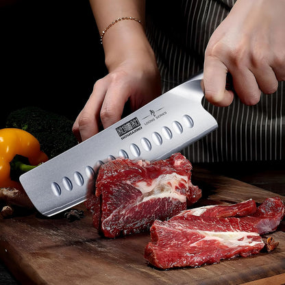 7 Inch Nakiri Knife, Ultra Sharp Japanese Kitchen Chef Knife | Multipurpose Japanese High Carbon Stainless Steel Meat Vegetable Sharp Kitchen Knife with Ergonomic Pakkawood Handle