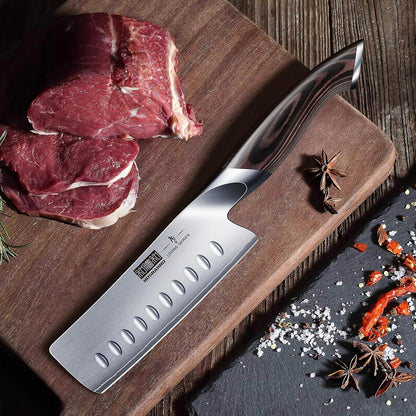 7 Inch Nakiri Knife, Ultra Sharp Japanese Kitchen Chef Knife | Multipurpose Japanese High Carbon Stainless Steel Meat Vegetable Sharp Kitchen Knife with Ergonomic Pakkawood Handle