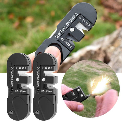 Portable Pre‑Set Carbides EDC Knife Sharpener, Tapered Rod Knife Sharpener, Diamond+Ceramic+Alloy 2 PCS 80x30x15mm for Family Daily Furniture Home Fishing