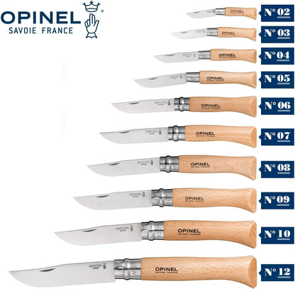 No. 08 INOX - Stainless Steel Folding Pocket Knife, Beechwood Handle | Sustainable Beech Wood, European Stainless Steel, Lightweight, Virobloc Collar, Iconic Design, Made in France