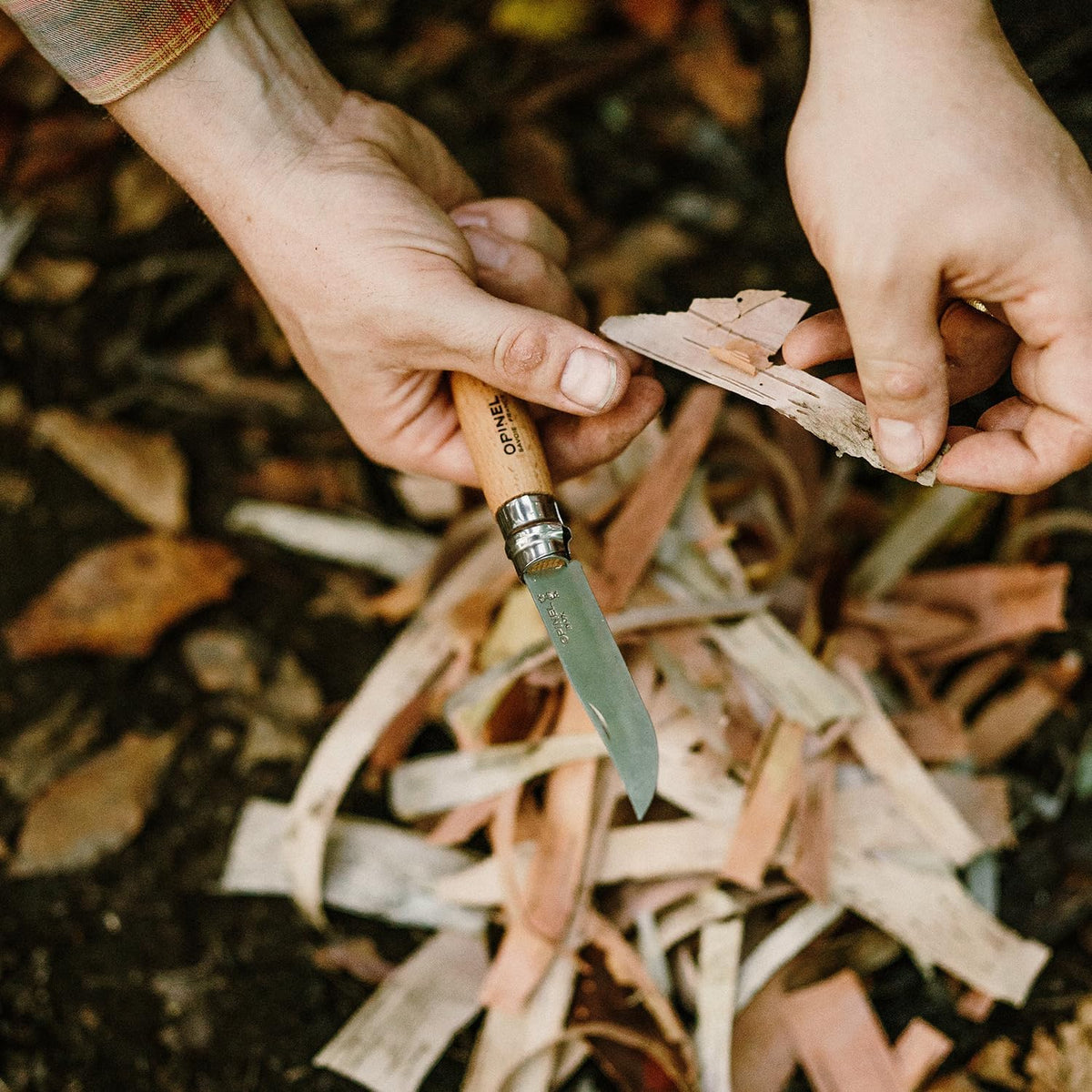 No. 08 INOX - Stainless Steel Folding Pocket Knife, Beechwood Handle | Sustainable Beech Wood, European Stainless Steel, Lightweight, Virobloc Collar, Iconic Design, Made in France