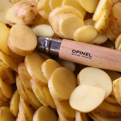 No. 08 INOX - Stainless Steel Folding Pocket Knife, Beechwood Handle | Sustainable Beech Wood, European Stainless Steel, Lightweight, Virobloc Collar, Iconic Design, Made in France