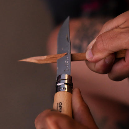No. 08 INOX - Stainless Steel Folding Pocket Knife, Beechwood Handle | Sustainable Beech Wood, European Stainless Steel, Lightweight, Virobloc Collar, Iconic Design, Made in France