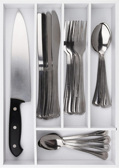 Silverware Organizer - Small Extra-Deep Wooden Kitchen Drawer Organizer Divider for Spoons, Forks, Knives & Cutleries - 5 Slots