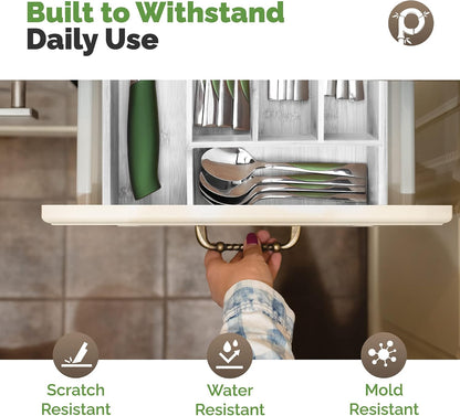 Silverware Organizer - Small Extra-Deep Wooden Kitchen Drawer Organizer Divider for Spoons, Forks, Knives & Cutleries - 5 Slots